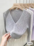 Ultra-Thin Sunscreen Knitted Small Cardigan Thin Women's Sling Skirt Burqa Spring And Autumn Ice Silk Air-Conditioning Shirt Short Coat