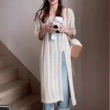 Slambroced Knitted Dress Women's Summer 2026 New Loose Open Fork Short Sleeve Sunscreen Dress Thin