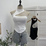 Real Shooting Thai Hottie With Chest Cushion Hollow Sexy Sling Vest Hanging Neck Slim Figure Sleeveless Top 6288