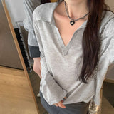 Lyselle Tiansi Linen V-Neck Blue Thin Sunscreen Hoodie Long-Sleeved T-Shirt For Women's Summer 2025 New Loose Top