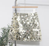 Real Shooting Atmosphere Heavy-Working Sequin A Short Skirt High Waist Thin Anti-Walking You Inner Liner Hip Skirt 8036