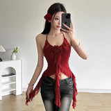 2025 Summer Pure Desire To Pry People Three-Dimensional Flowers Hanging Sleeveless Vest Women Slimming Irregular Lotus Leaf Side Top