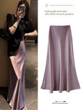 French Retro Acetic Acid Vertic Acid Vertices Mid-Dress Women's High-Waisted Fishtail Long Dress High-Skinny Skirt