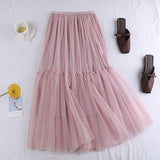 Hundred Folded Net Dress New Pure Color Bottom Skirt Small Fresh Medium And Long Skirt Big Swing Pony Skirt