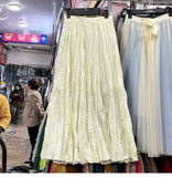 Myoism Folded Half-Dress Woman 2025 Spring And Summer New Big Swing Long Dress Simple Lazy Feeling 100 Folds Skirt