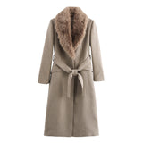 2025 Autumn New Wool Coat Women's Fashion Temperament With Fur Tie 9225147