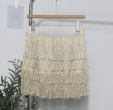 Shiny Tassel Dress Girl Autumn Design Small Babes Dance Irregular A Short Skirt 9039