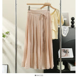 Cotton-Sle Leg Skirts 2025 Summer New High-Waisted Loose-Fitting Casual Pants Skirts With Thin Hanging Linen Skirts