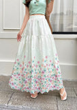 New French Sweet Heavy Industry Embroidery Print Collection Waist Thin Long High-Waist Fairy Skirt A Word Half-Body Skirt