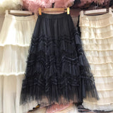 Design Sense Heavy-Working Layer Yarn Nail Bead Design Half-Dress Summer New Thin Cake Dress Dress Woman