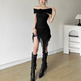 2025 New Pure Desire To Pry People Lotus Leaves Side Splicing Dress Niche Folds Thin Hottie Short Dress Summer