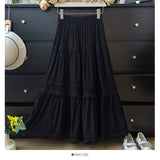Gentle Wind Hollow Lax Subian Thin Half Body Skirt Woman Spring 2025 High-Waist Fold Loose Layer Cake Skirt Tide