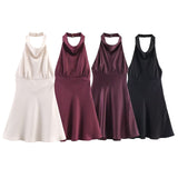 Autumn 2025 New Women's Fashion Sexy Hot Babes Silk Stanty Dress 9106331