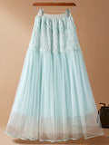 Three-Dimensional Flower Net Dress Half Skirt Women's Spring And Autumn New Temperament Gentle Long Fairy A-Word Shaft Skirt