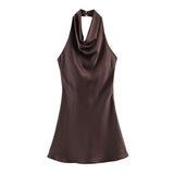 2025 Summer New Female Fashion Sexy Hot Girl Silk Lily Hanging Neck Dress 8741074