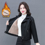 Haining Pu Leather Short Leather Women 2025 Autumn And Winter Plus Velvet Jacket Full Of Ocean Gas Thin Thick Coat