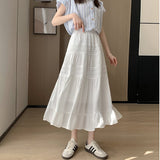 High-Rise Thin New Summer Black A-Shaped Umbrella Skirt 2025 Long Skirt Cake Half-Dress Lace Woman