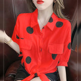 2026 New Blouse Shirt Age Reduction French Gentle Loose Half-Sleeved Blouse Short-Sleeved Shirt With Female Summer