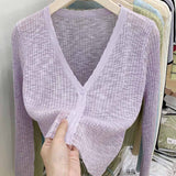 Small Fragrant Knitted Cardigan Thin Women's Ice Silk Loose Outer Sun Protection Coat Summer Short Top Long Sleeve
