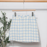 French-Style Light-Cooked Wind Coarse Flowers Lattice Short Skirt 2025 Spring And Autumn Small Fragrant Wind Showing Thin A-Word Bag Hip Skirt 8895