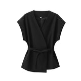2025 Spring And Summer New Women's Fashion Temperament Casual Sleeveless Double Vest Folding Pants 8056586