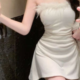 Sexy Thoracic Dress High Waist Temperament Irregular Thin Korean Dress Short Dress