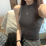 Spring And Summer New Milk Call Inside The Folding Sling Vest Women 2025 French Outer Wear Sleeveless Bottom Top