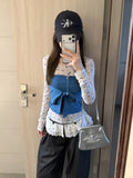 Korean Bow Pure Blue Smear Sling Sling Sling Back Heartbreak Flower Girl 2026 Spring Two Casual Suit