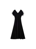 Hepburn French Black V-Neck Dress Women's Summer 2025 New High-End Temperament Gentle Dress