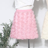 Three-Dimensional Rose Flower Half Skirt Fluffy Skirt Tight High Waist Thin A Short Skirt Woman 9099