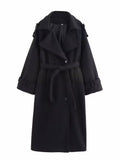 2025 Autumn New Women's Classic British Style Double Row Buckle Trousers Hair Coat Coat Woman
