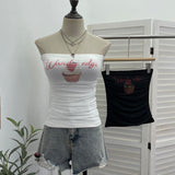 Real Pat With Chest Pads Sleeveless Tops Women's Body-In-Body Print Mesh Splicing Short Outer-Wrapped Waistcoat 1289