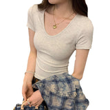 European Goods Explosion Fashion Fashion Shoulder Repair White Short-Sleeved T-Shirt Women's Summer 2025 New High-End Feel Blouse