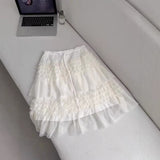 Autumn/Winter 2025 Cascade Yarn Woven Half-Skirt Cake Skirt Pure Color Folded Half-Dressed Korean East Gate