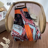 2025 New High-Rise Half-Dress Woman Tight Waist Ink Print Design Sense A-Character Skirt In The Long Folded Skirt