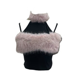 Small Version Of The Tight Hair Hanging Neck Splicing Sling Sling Vest Hottie Sexy Short Sleeveless Top 2800