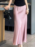 High-Grade High-Rise Thin Long-Skinny Vinegar Silk Silk Skirt 24 Summer New Bag Fishtail A-Word Dress