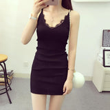 Medium-Long Sling Vest Dress Women's Knitted Summer Lace Bottom Shirt Sexy Inside Student Korean Version