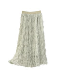 French Wave Roll Folding Fall Flowing High-Waist Thin Net Yarn Half-Dress Woman Summer Vacation Fairy Beach Dress