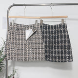 Real Shooting Long-Term Plus Single Lattice Coarse Flowers, Short Skirt Autumn And Winter With High Waist Thin A Word Bag Hip Skirt1920