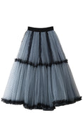 French Heavy Industry Mesh Dress Pink Wave Point A Long Skirt 2025 Winter Commute Cake Skirt