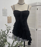 Real Shoot Sweet Spice Girls Irregular Lotus Side With Chest Pad Sling Vest Sexy Lace Sleeveless Top 1139
