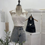 Sexy Hanging Neck Low Chest Lumbar Puskin Sling With Bra Cushion Short Corset 2807