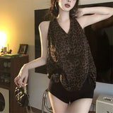 Leopard Hanging Neck Sling Vest Woman Wearing Summer Thai Hottie V Collar Tsets Giant Good-Looking Shirt