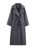 2025 Autumn New Women's Classic British Style Double Row Buckle Trousers Hair Coat Coat Woman