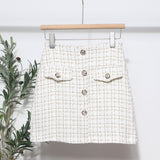Small Scented Coarse Flowers, The Short Skirt 2025 Autumn And Winter Korean Version Of The Small Man A-Word Bag Hip Lattice Half-Dress 8891