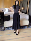 Fashion Simple Multi-Color New Bony Skirt Skirt Women High Waist Thin Solid Color Hanging Long Folded Skirt