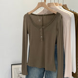 2026 Early Spring European Goods Explosion Thin Henry Inside Hit Bottom Shirt Women Spring Chic Sweet Wearing Long-Sleeved T-Shirt