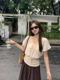 Temperament Gentle Wind With Lotus Leaf Side Sleeves Two Shirts Women Summer Small Waist Thin Cloth Cloth Tide