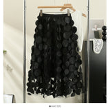 Heavy Industry Three-Dimensional Flower Mesh Yarn A-Word Half-Dress Women Autumn 2025 New Design Sense High-Rise Thin Fairy Skirt